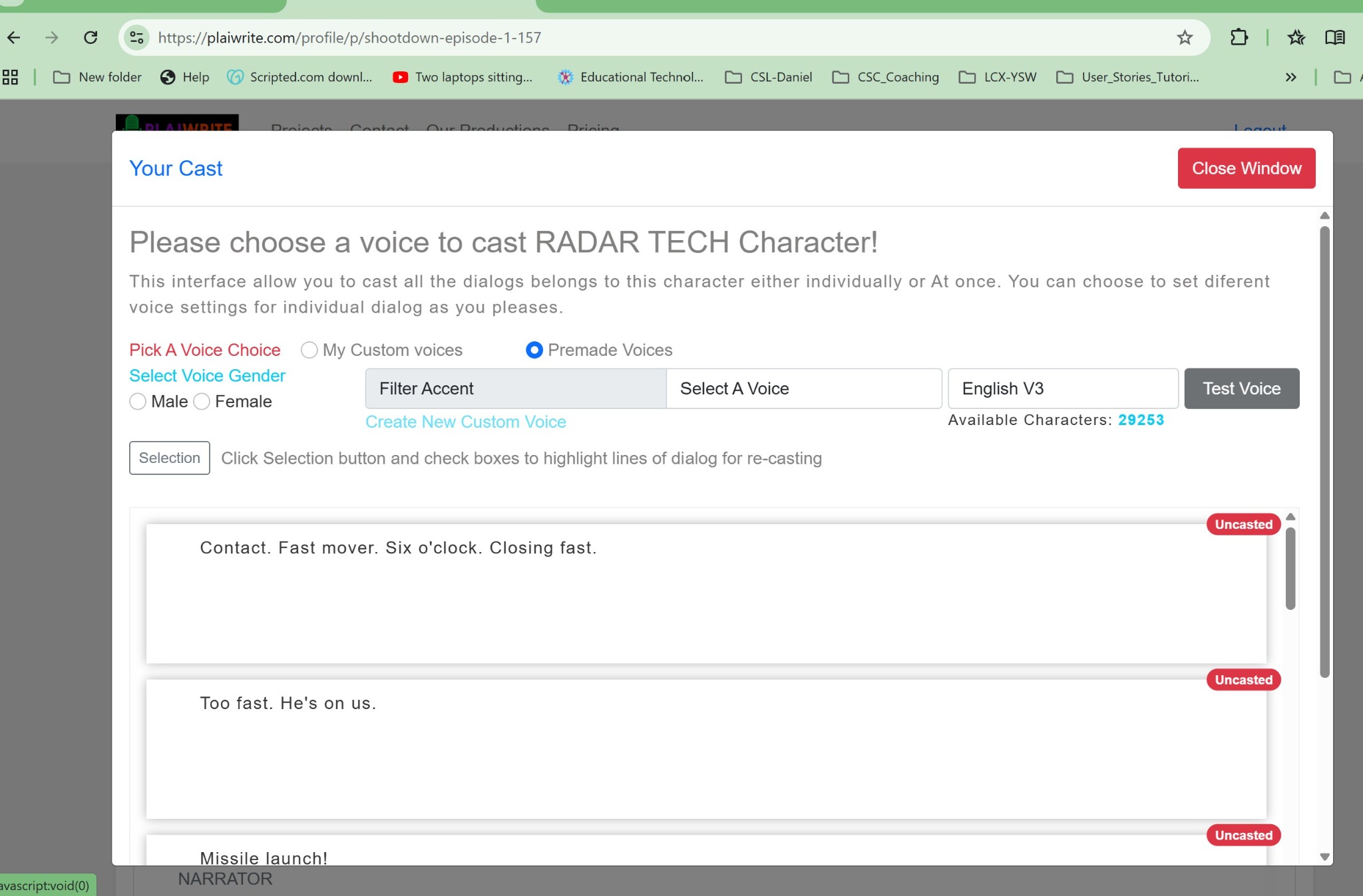 Custom voice workflow screenshot.