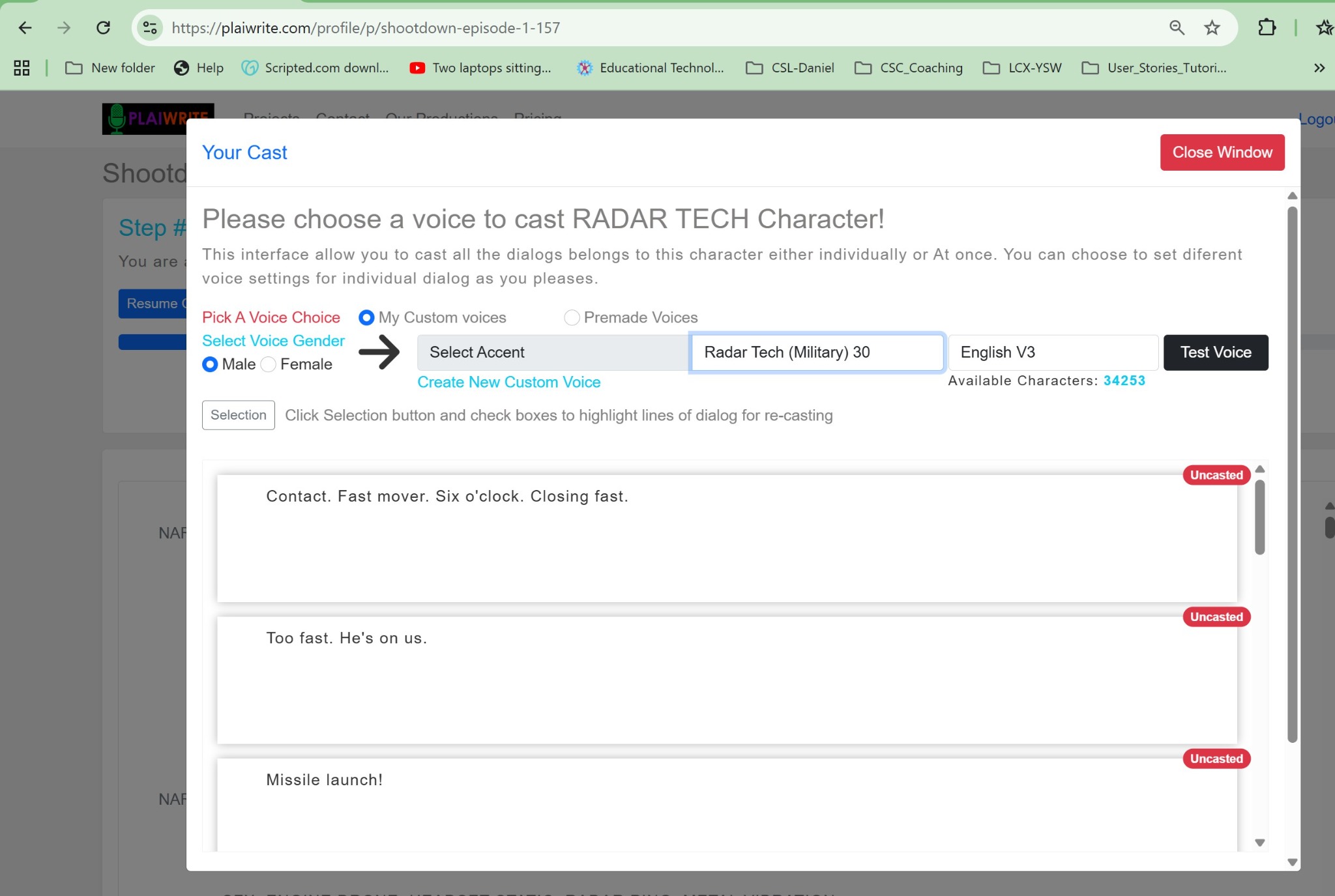 Custom voice workflow screenshot.
