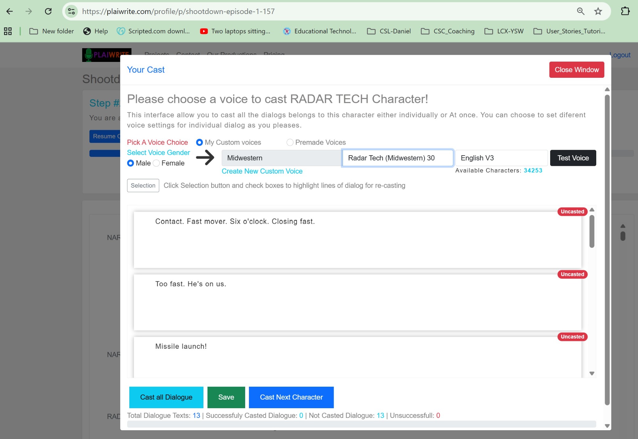 Custom voice workflow screenshot.