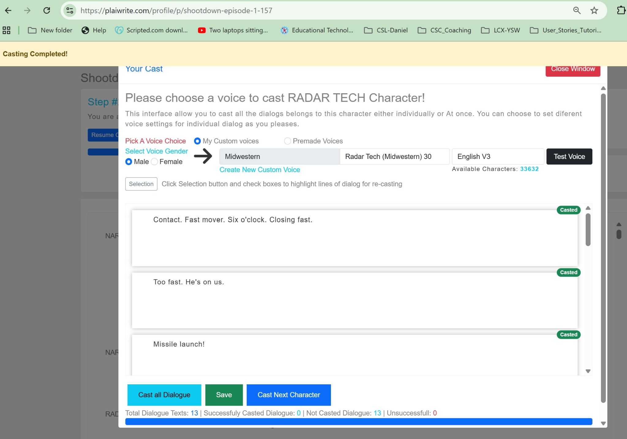 Custom voice workflow screenshot.