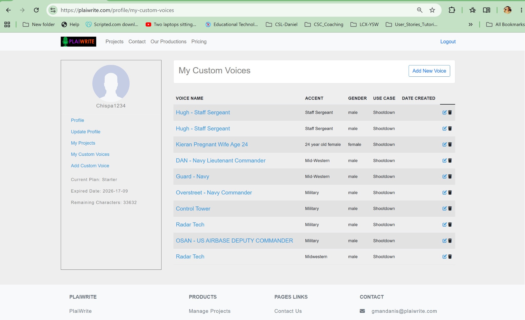 Custom voice workflow screenshot.